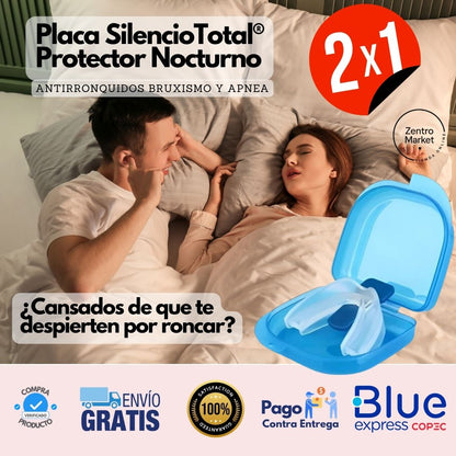 2x1 Placa SilencioTotal® Protector Nocturno Antirronquidos Bruxismo y Apnea + GRATIS purificador nasal 2 en 1