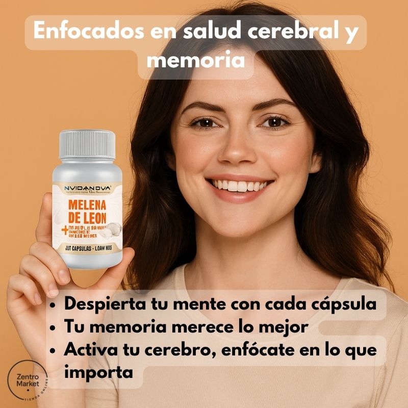 MELENA DE LEON FORTIFICADA - 60 Capsulas Mejora Cerebral, Concentración, Estrés y Ansiedad