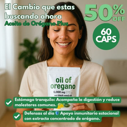 ACEITE DE OREGANO PLUS® - 60 Caps blandas 6000 mg - 7 días libre de parásitos