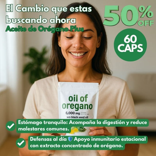 ACEITE DE OREGANO PLUS® - 60 Caps blandas 6000 mg - 7 días libre de parásitos