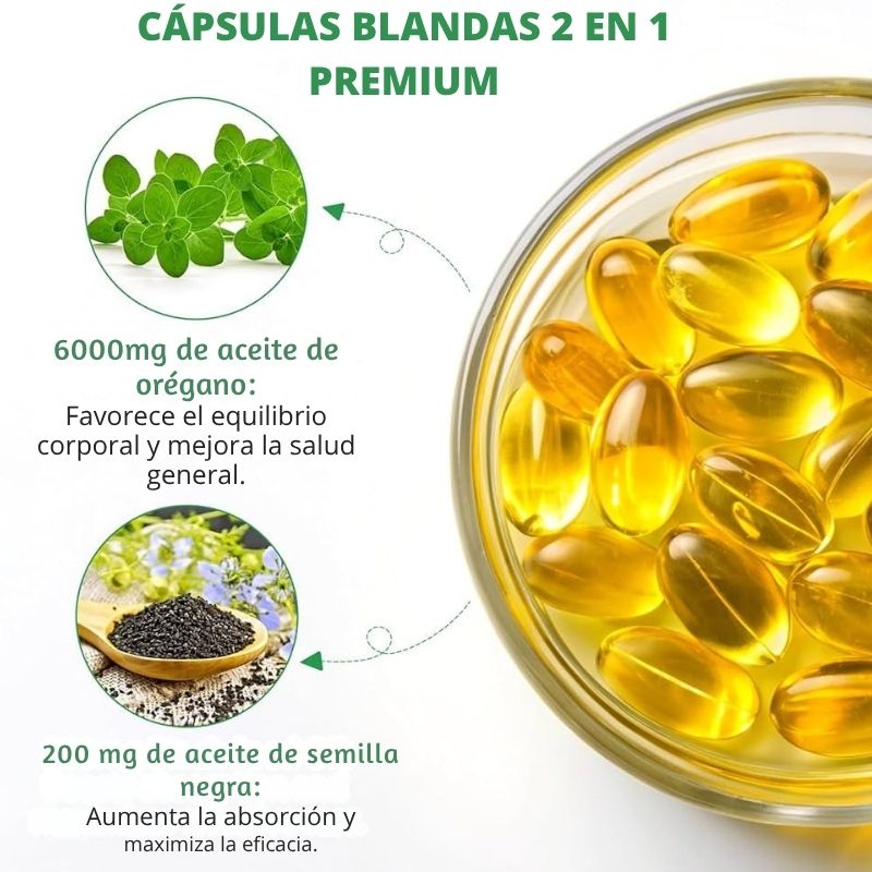 ACEITE DE OREGANO PLUS® - 60 Caps blandas 6000 mg - 7 días libre de parásitos