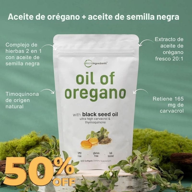 ACEITE DE OREGANO PLUS® - 60 Caps blandas 6000 mg - 7 días libre de parásitos
