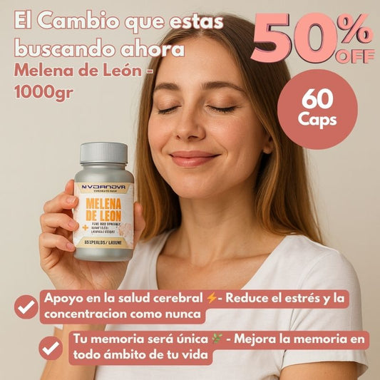 MELENA DE LEON FORTIFICADA - 60 Capsulas Mejora Cerebral, Concentración, Estrés y Ansiedad